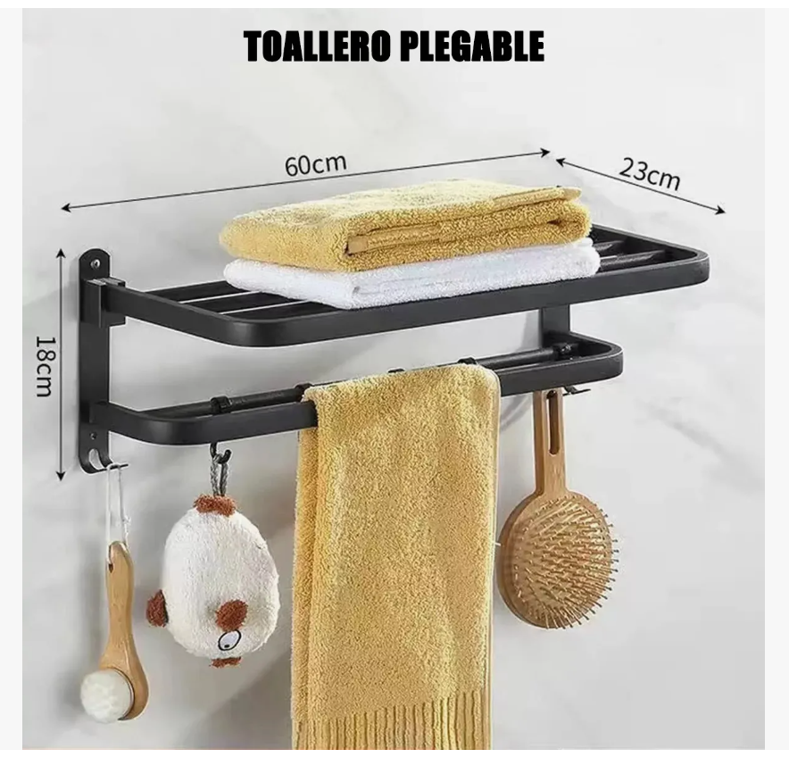 Foto 4 | Toallero Soporte De Toallas Estante Para Baño De Pared 60cm