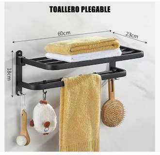 Foto 4 | Toallero Soporte De Toallas Estante Para Baño De Pared 60cm
