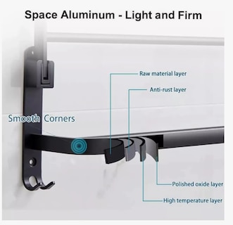 Foto 5 | Toallero Soporte De Toallas Estante Para Baño De Pared 60cm