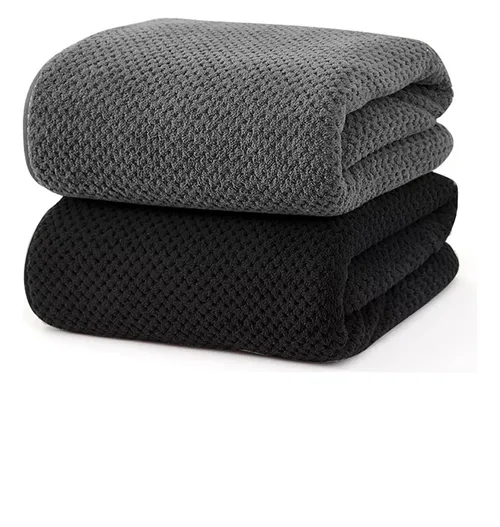 Foto 1 | Set Xtellar De 2 Toallas De Baño De Lujo, Extra Grandes De Lana Coral Suave Y De Alta Densidad, Colores Negro Y Gris