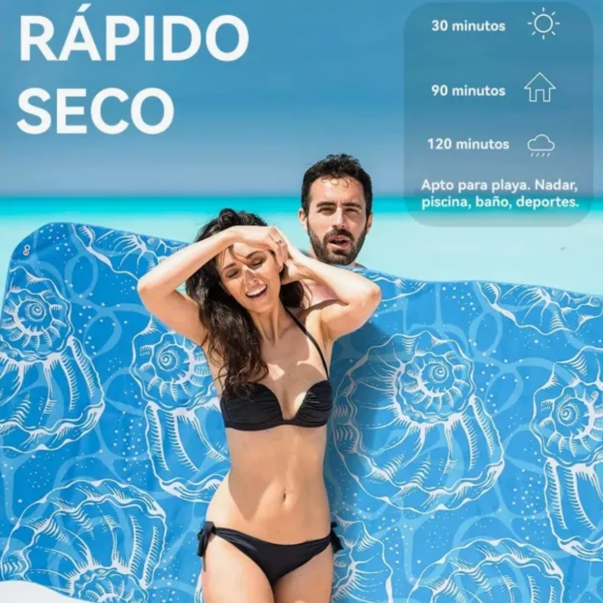 Foto 3 pulgar | Toalla de Playa Superligera Eo Safe Imports Esi-19100 Azul
