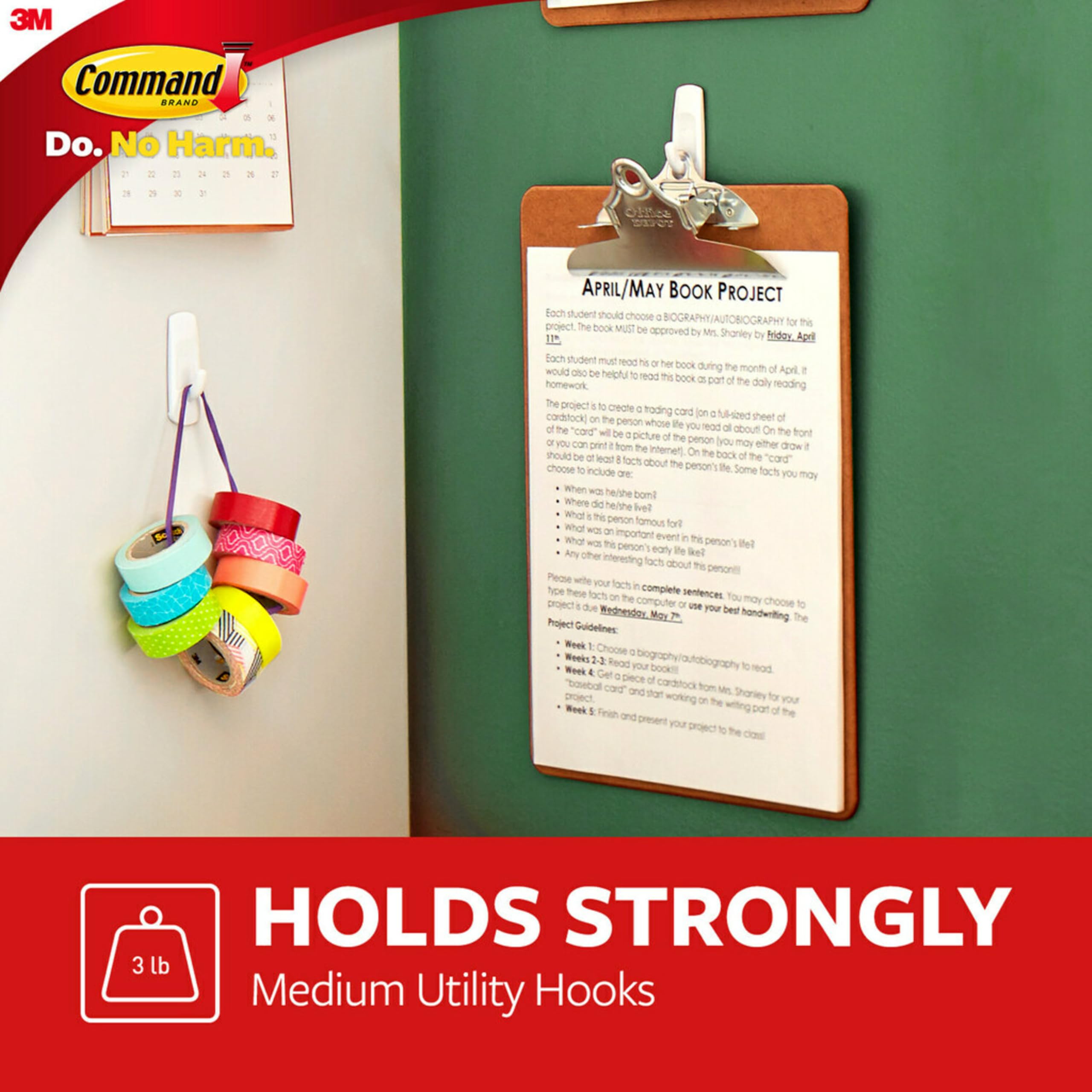 Foto 3 | Ganchos Utilitarios Wall Hooks Command De Tamaño Mediano Con Tiras Adhesivas - Venta Internacional.