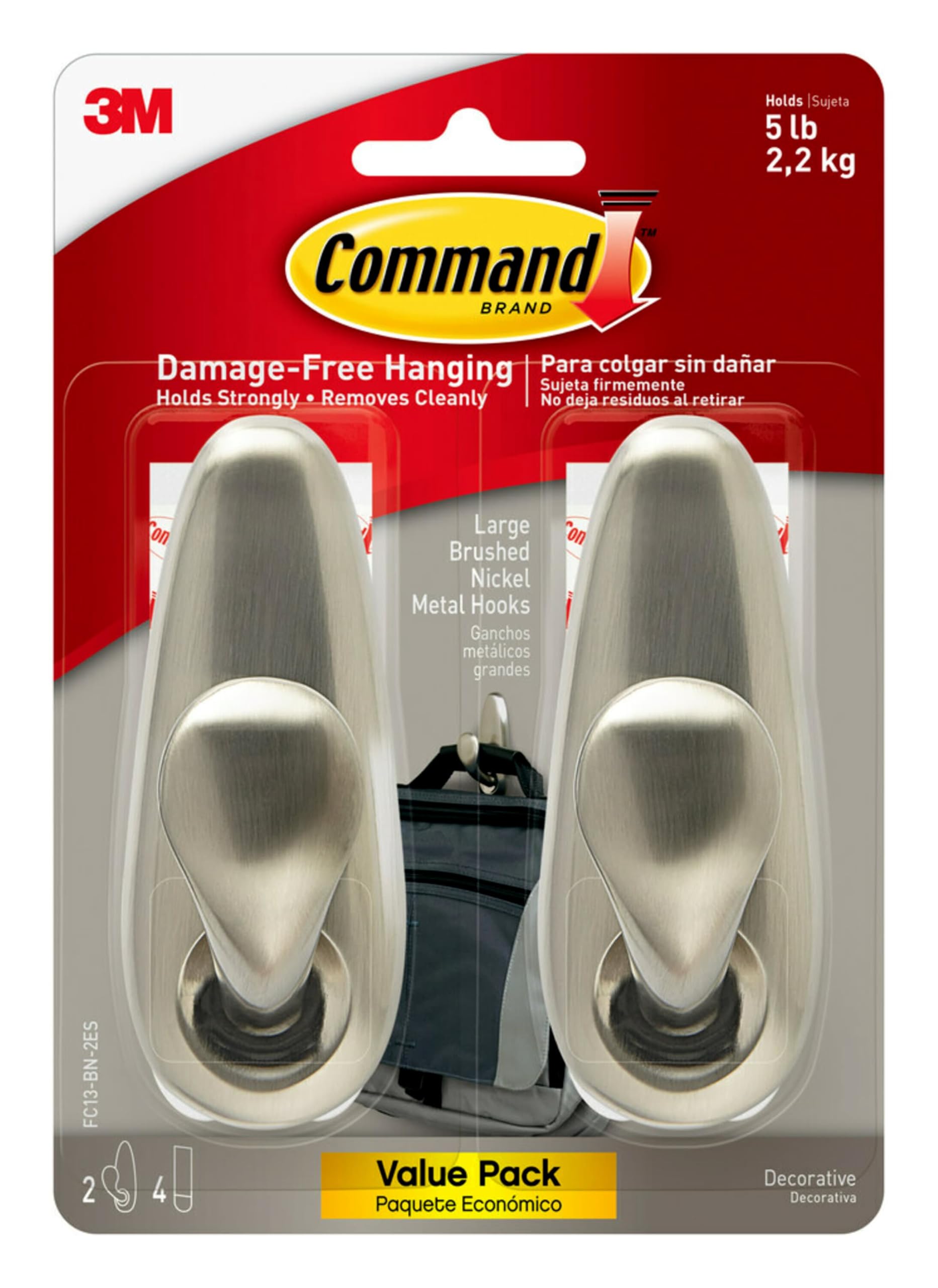 Ganchos De Pared Command Forever Classic, Grandes, De Metal, 2 Ganchos - Venta Internacional.