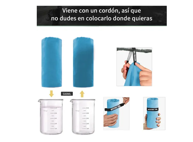 Foto 5 | Pack De 3 Toallas Xtellar Deportivas Y De Playa Microfibra, Ultra Absorbentes Y De Secado Rápido