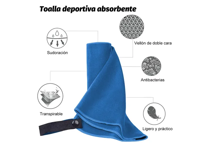 Foto 2 | Pack De 3 Toallas Xtellar Deportivas Y De Playa Microfibra, Ultra Absorbentes Y De Secado Rápido