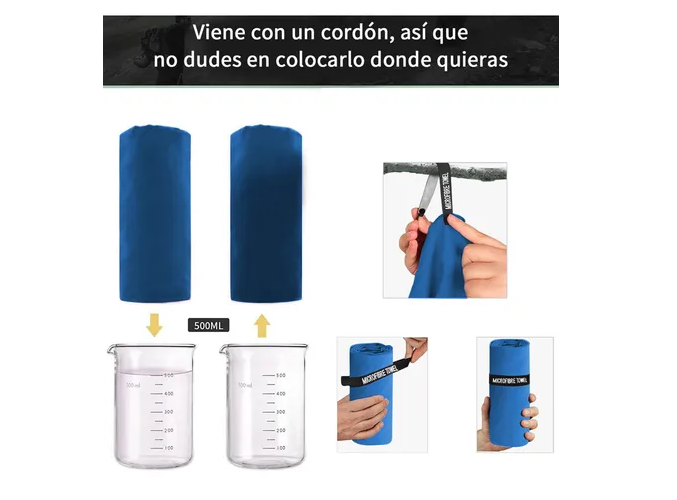 Foto 5 | Pack De 3 Toallas Xtellar Deportivas Y De Playa Microfibra, Ultra Absorbentes Y De Secado Rápido