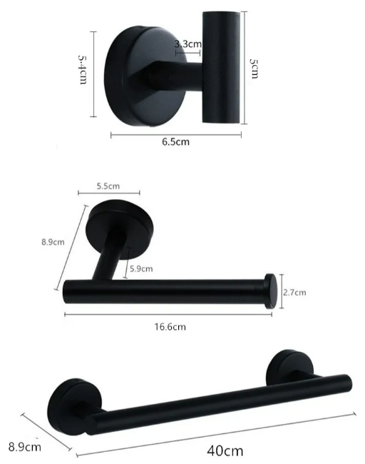 Foto 4 pulgar | Set Xtellar De Baño Negro Mate De Acero Inoxidable - Toallero  Gancho  Toallero De Papel