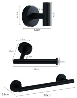 Foto 3 | Set Xtellar De Baño Negro Mate De Acero Inoxidable - Toallero Gancho Toallero De Papel