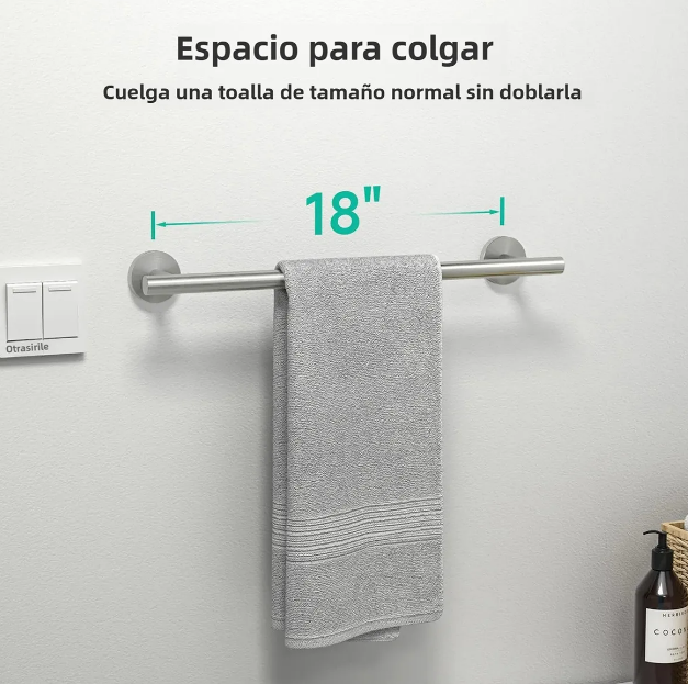 Foto 4 pulgar | Elegante Toallero De Baño Xtellar En Plata Cepillada