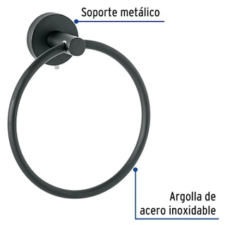 Foto 2 | Xtellar Premium Toallero De Argolla En Acero Inoxidable De Lujo Negro Mate