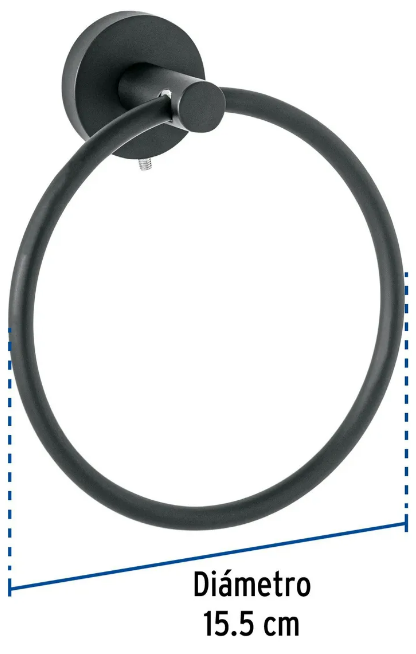 Foto 4 pulgar | Xtellar Premium Toallero De Argolla En Acero Inoxidable De Lujo Negro Mate