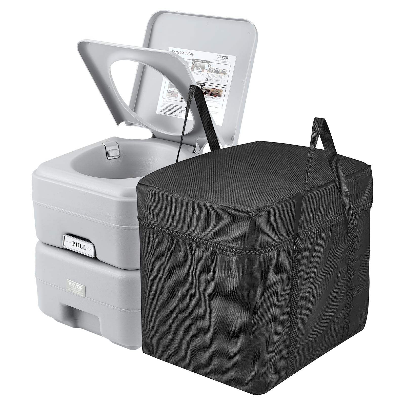 Inodoro Portátil Vevor Para Acampar Con Depósito De Basura De 20 Litros Y Descarga De 12 Litros - Venta Internacional.