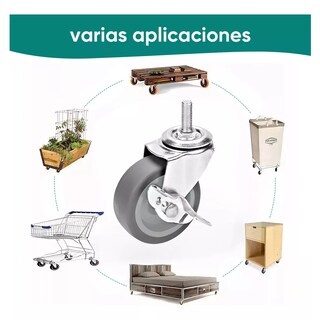 Foto 3 | Juego de 4 Ruedas Giratorias con Freno de Acero Resistente de 600 lbs de Capacidad