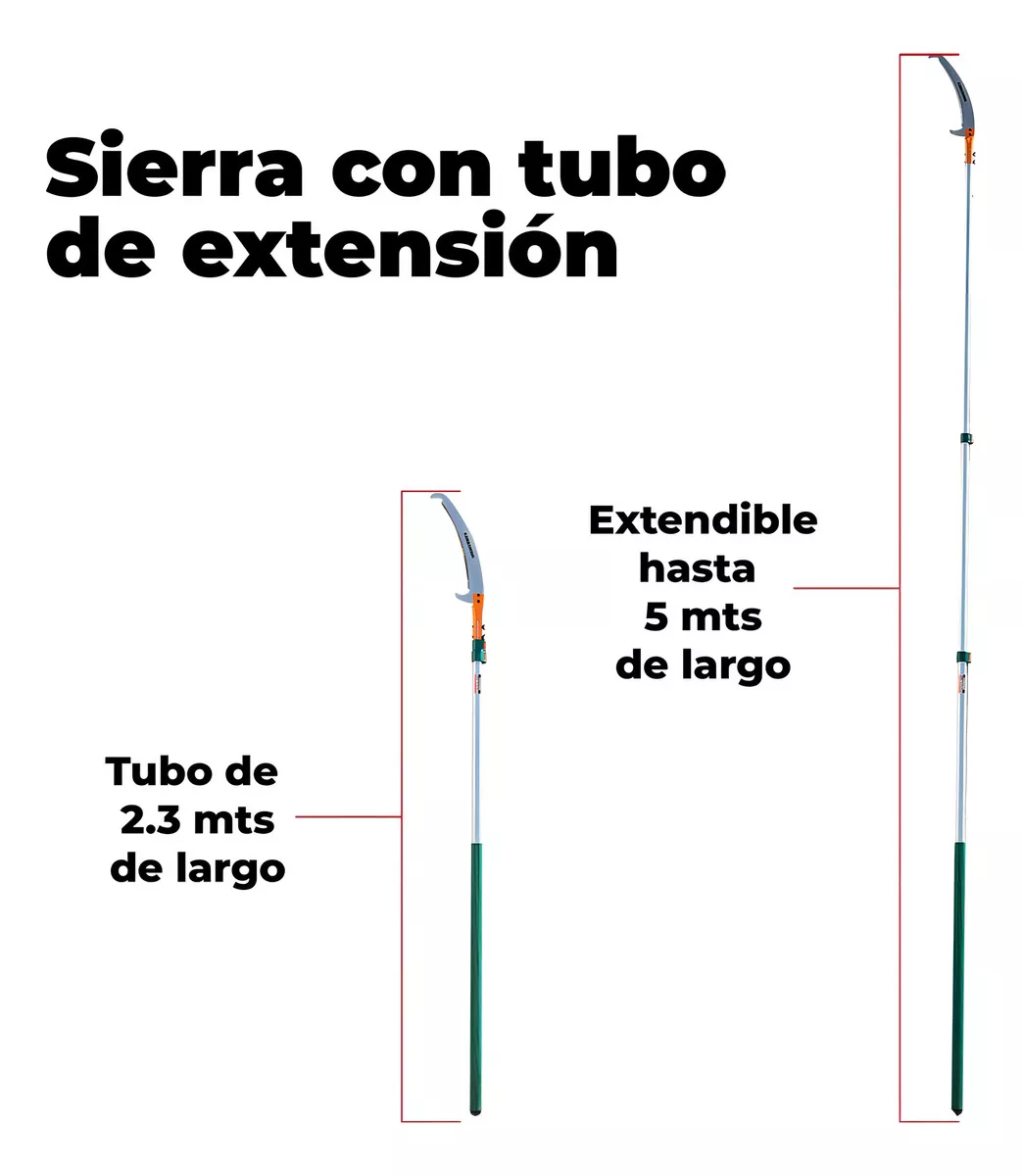 Foto 3 pulgar | Sierra Serrucho Telescopico Extensible Cortador Ramas Altas De 2.5 A 5m
