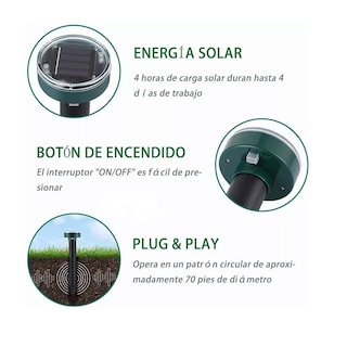 Foto 3 | Set 4 Repelentes Solar Plagas Exterior Ultrasonido Eo Safe Imports Esi-11706 Negro