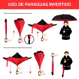 Foto 5 | Paraguas Andromeda Inc con Diseño Invertido Negro y Rojo
