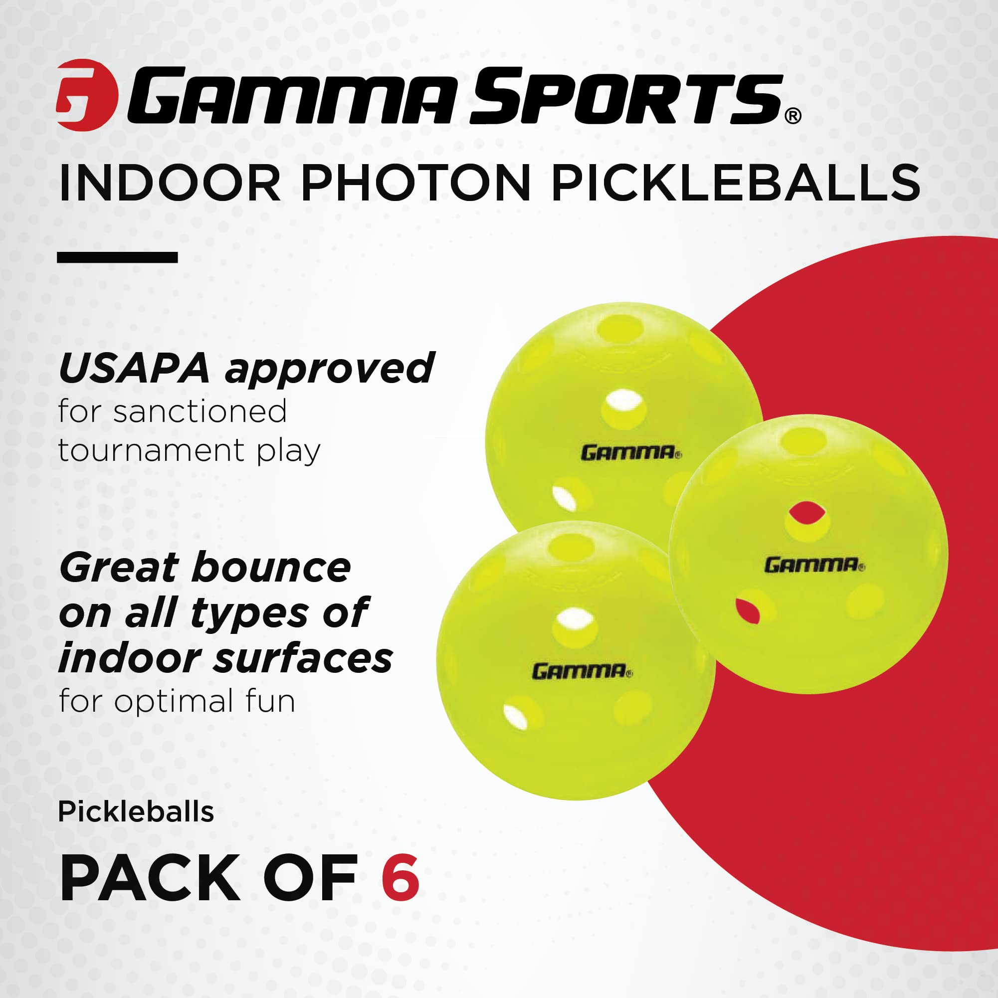 Foto 3 pulgar | Paquete De 6 Unidades Pickleballs Gamma Photon Para Interiores, Aprobado Por La Usapa - Venta Internacional.
