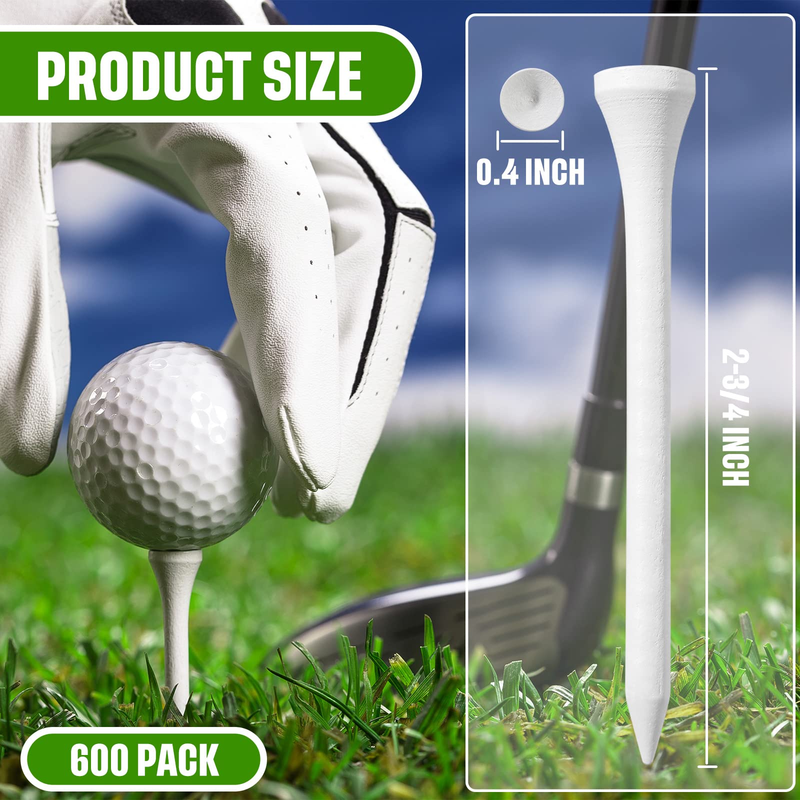 Foto 4 pulgar | Juego De 600 Camisetas De Golf Mudder De Madera Para Hombre, Color Blanco (7 Cm) - Venta Internacional.