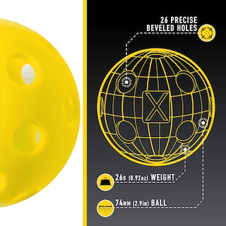 Foto 2 | Pickleball Franklin Sports X-26 Indoor, Paquete De 12 Unidades, Color Amarillo - Venta Internacional.