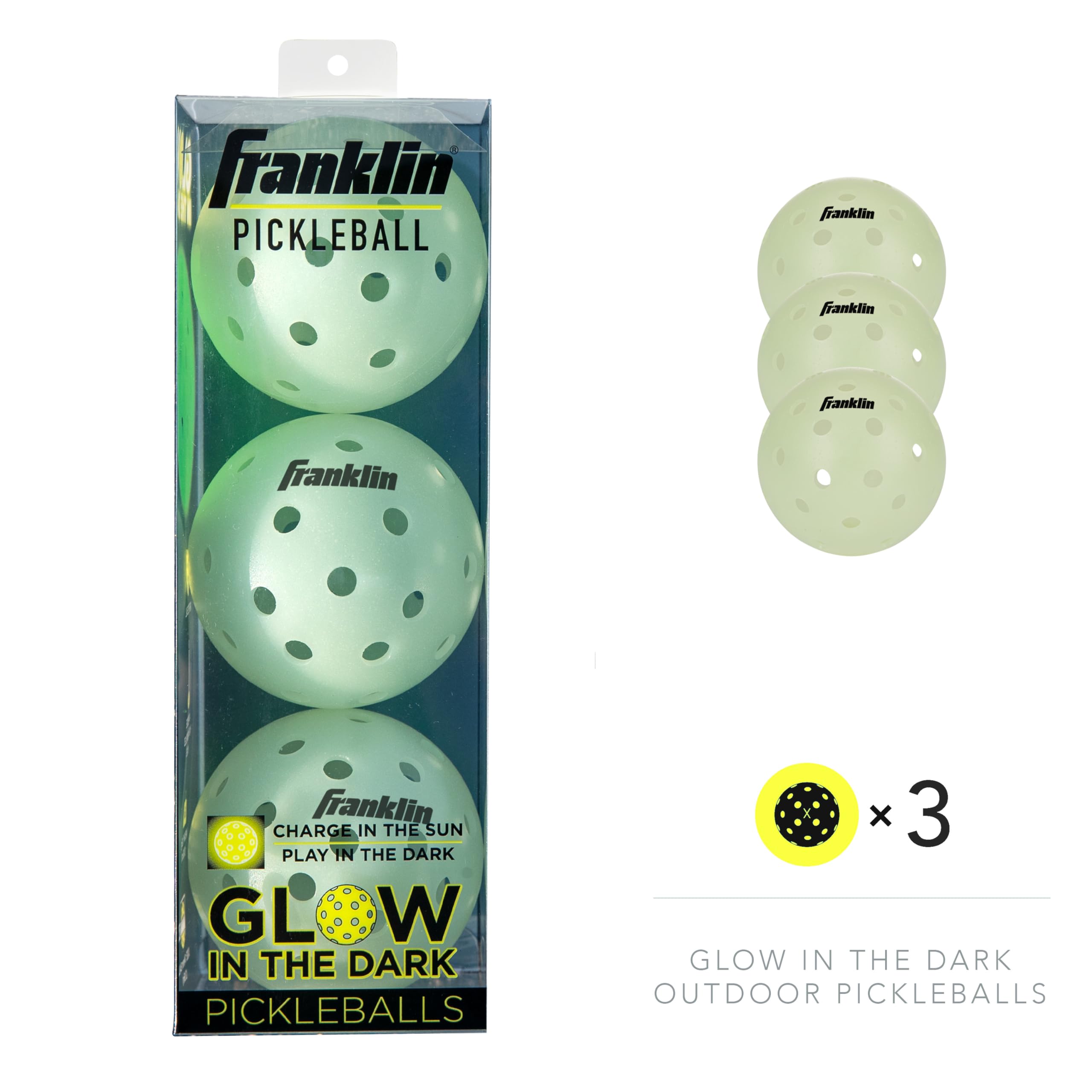 Foto 3 pulgar | Pickleball Franklin Sports Que Brilla En Verde Oscuro, Paquete De 3 - Venta Internacional.