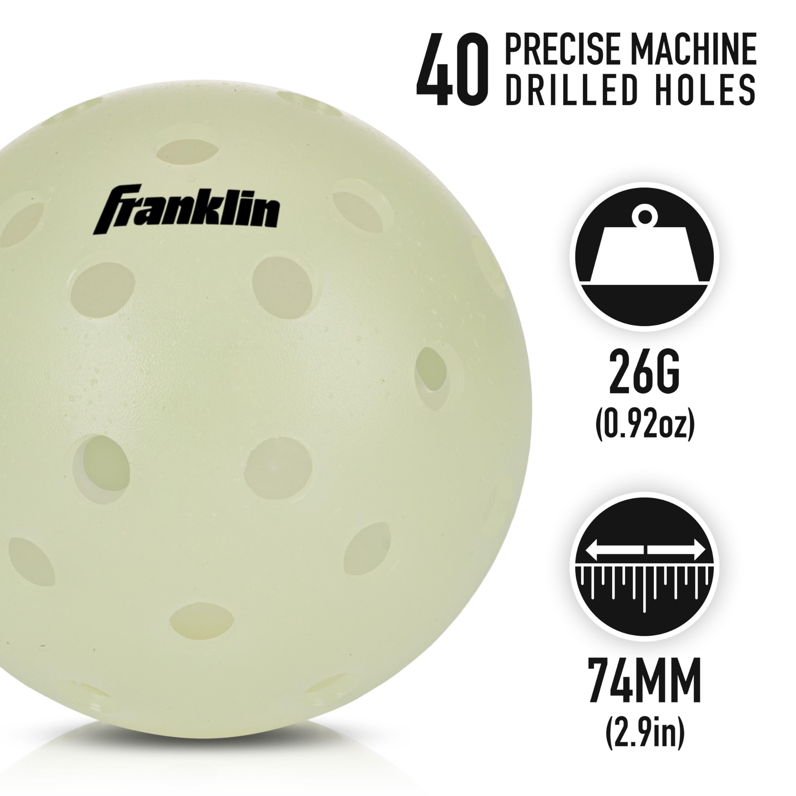 Foto 4 pulgar | Pickleball Franklin Sports Que Brilla En Verde Oscuro, Paquete De 3 - Venta Internacional.