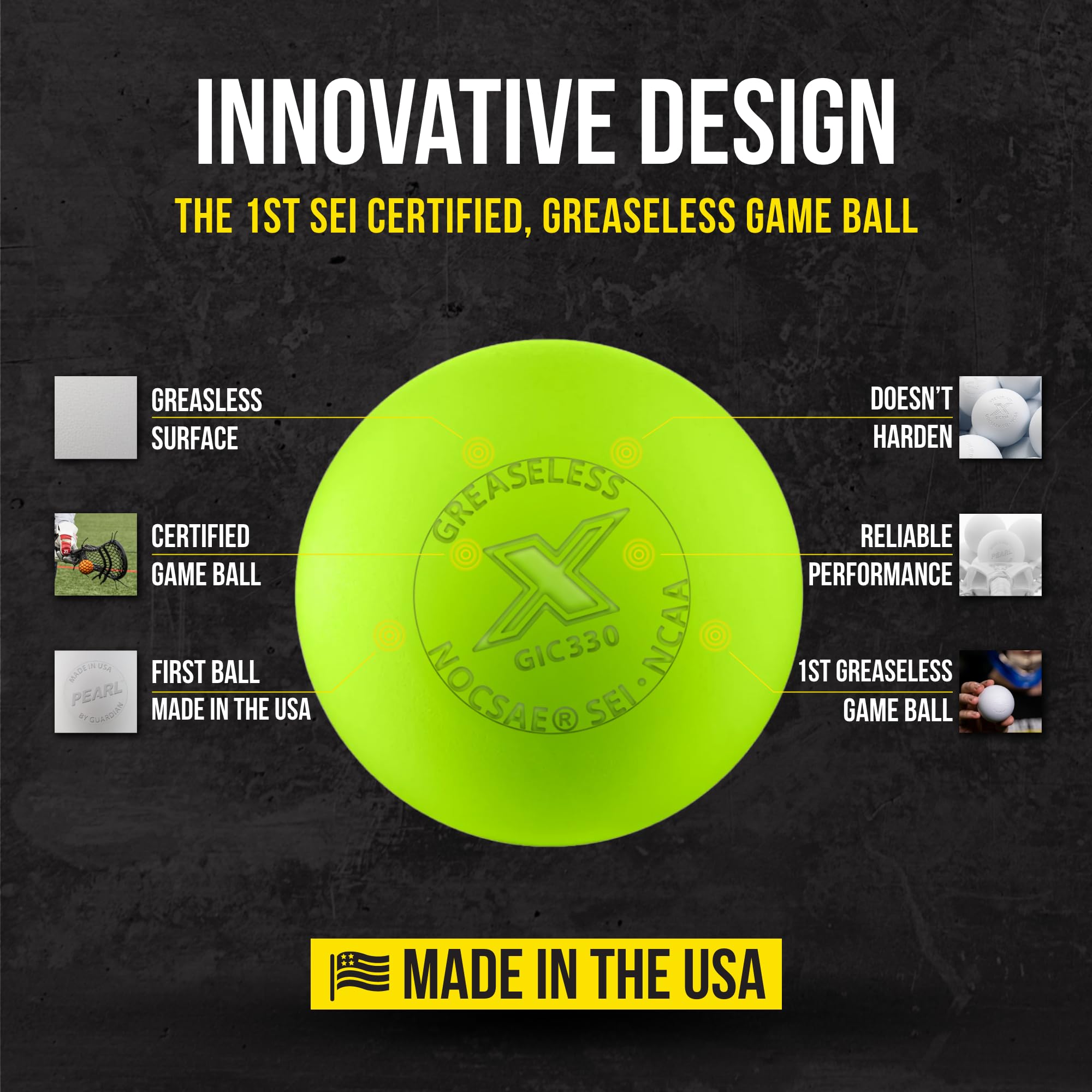 Foto 4 pulgar | Pelotas De Lacrosse Pearl X Greaseless  Paquete De 10 Unidades  Color Amarillo Óptico - Venta Internacional.