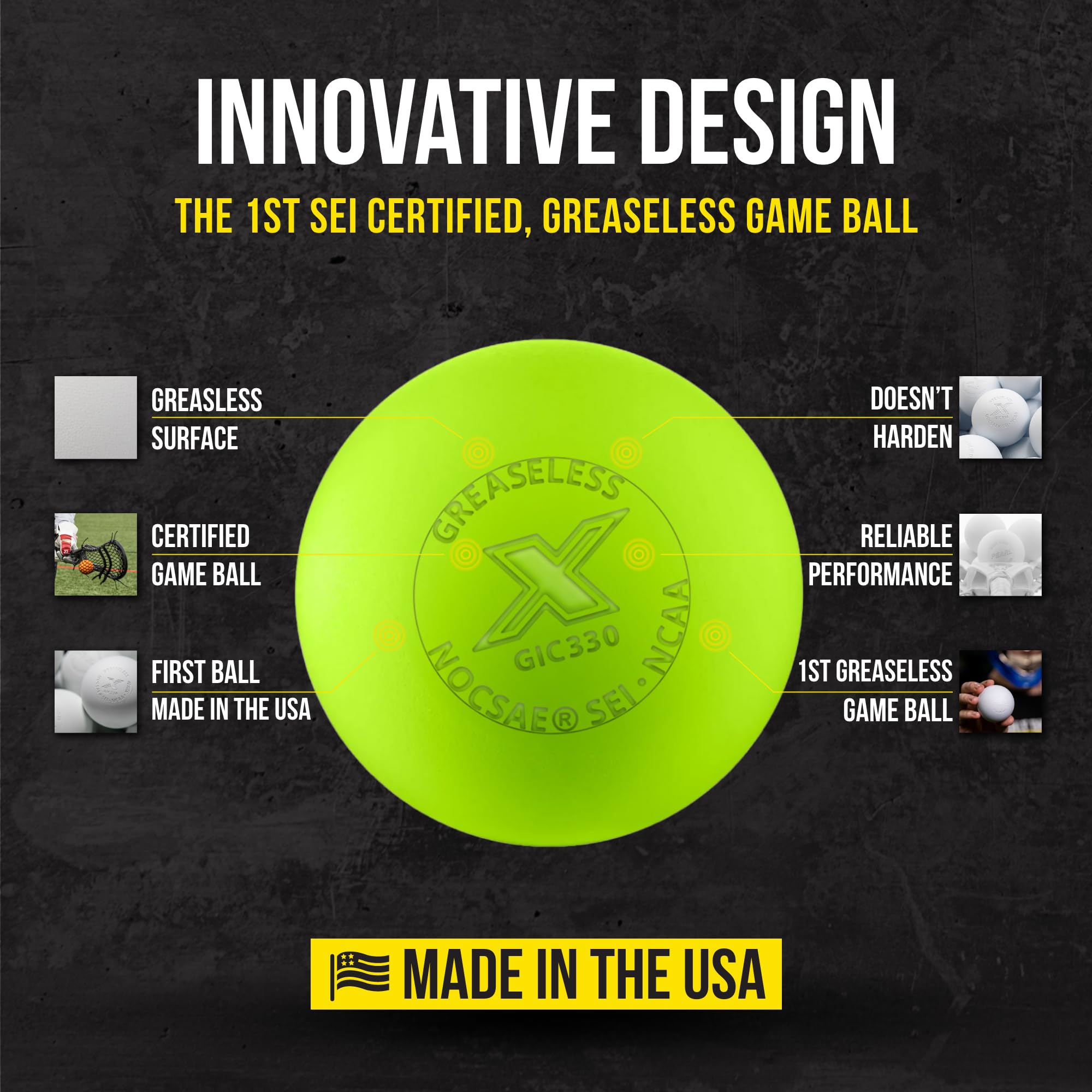Foto 4 pulgar | Pelotas De Lacrosse Pearl X Greaseless  Paquete De 50 Unidades  Color Amarillo Óptico - Venta Internacional.