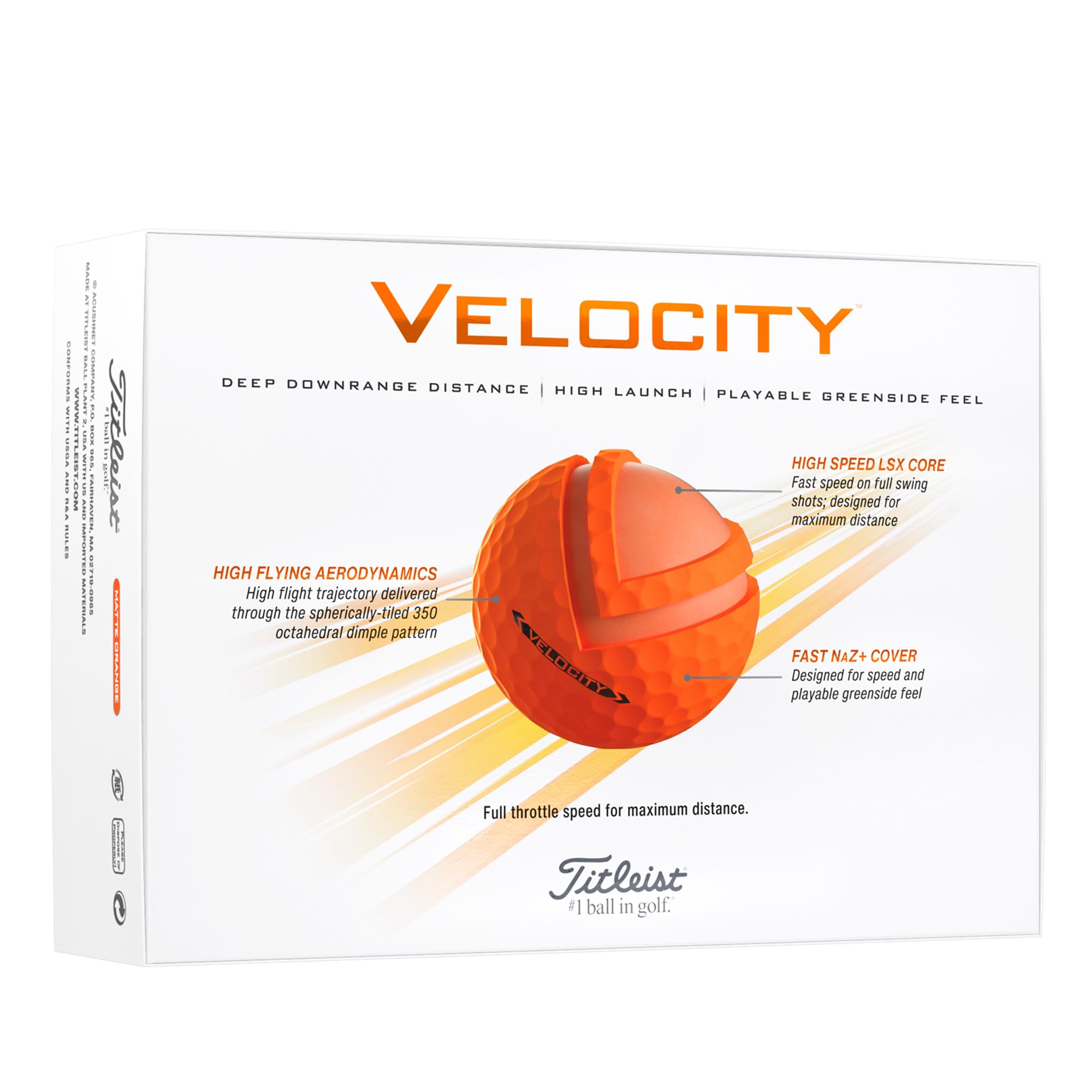 Foto 8 pulgar | Pelotas De Golf Titleist Velocity, Color Naranja Mate (una Docena) - Venta Internacional.