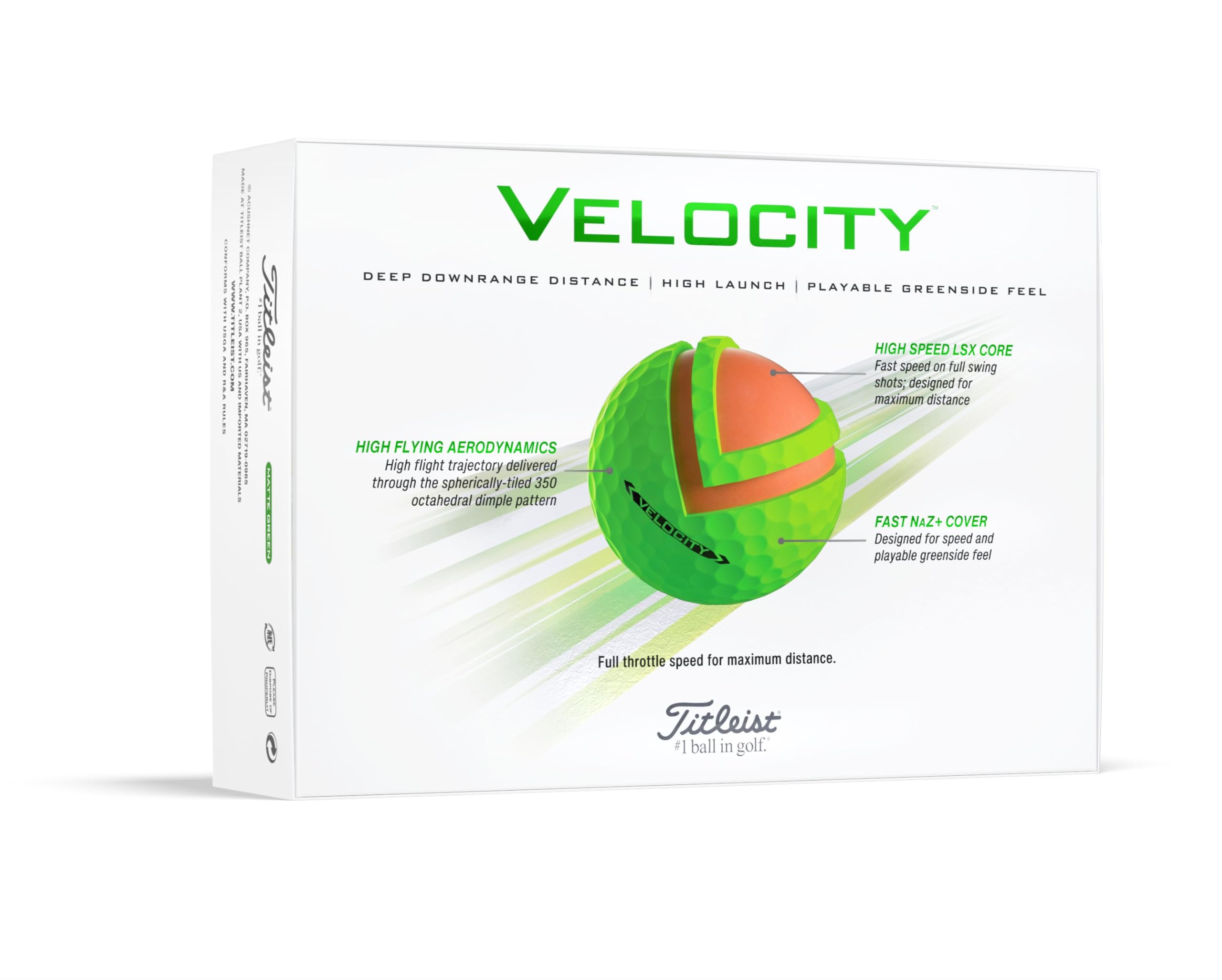 Foto 8 pulgar | Pelotas De Golf Titleist Velocity, Color Verde Mate (una Docena) - Venta Internacional.