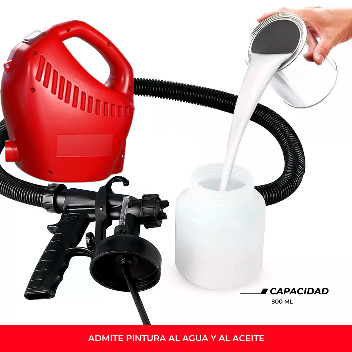 Foto 2 | Pistola Para Pintar De 800ml Con Pulverizador Ajustable De 2 Salidas Y Manguera De 1.70m