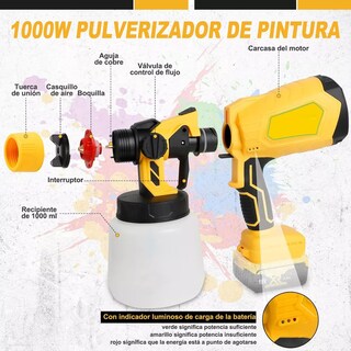 Foto 2 | Pistolas Para Pintar Eléctrica Inalámbrico Pintar Gravedad Eo Safe Imports Esi-17912 Multicolor