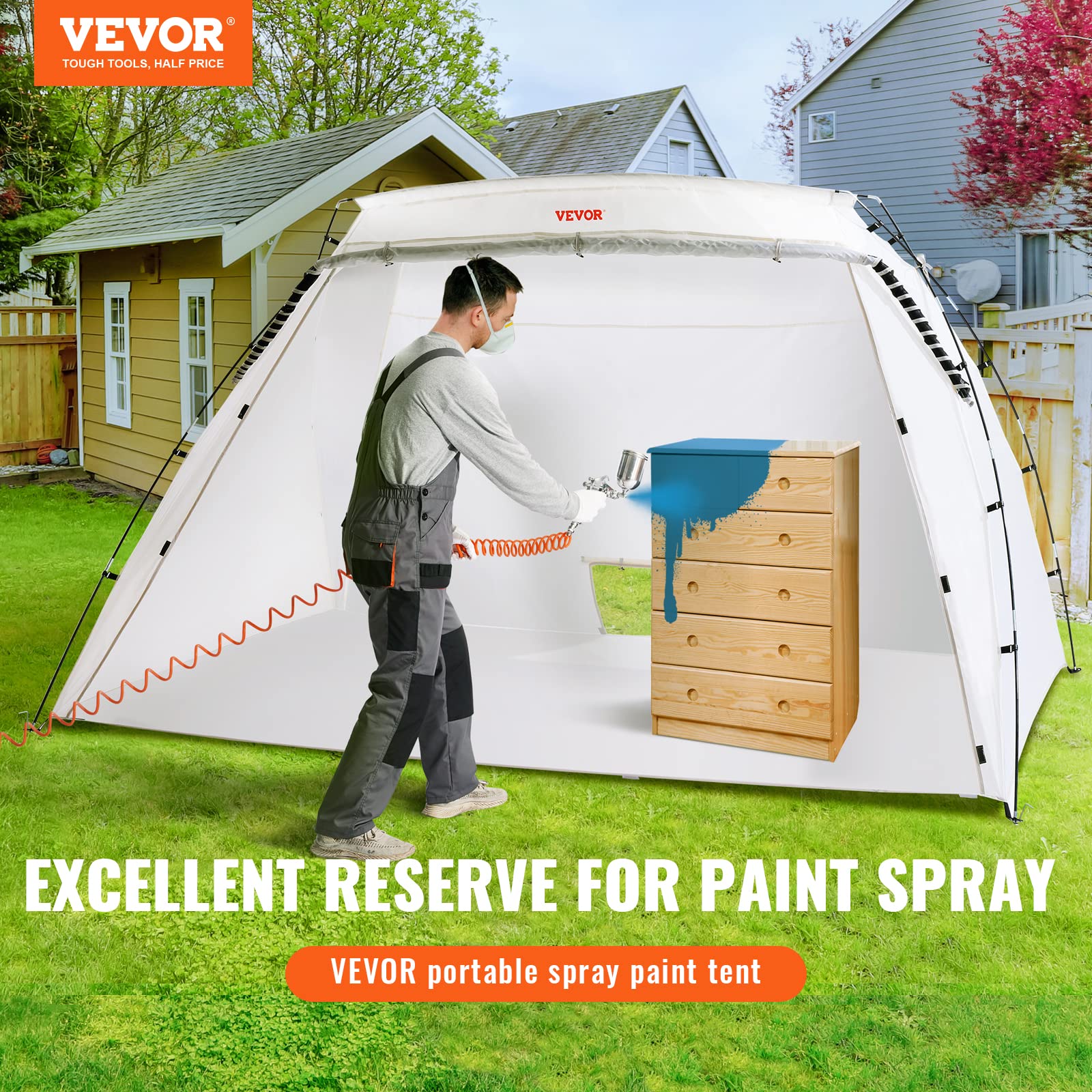 Foto 2 | Pintura En Aerosol Shelter Vevor, Piso Empotrado Más Grande De 10 X 7 X 6 Pies, Color Blanco - Venta Internacional.
