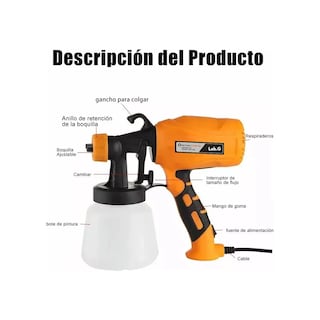 Foto 5 | Pistola Para Pintar pulverizador De Acabado Fino 400w 1200ml Lab.g Naranja