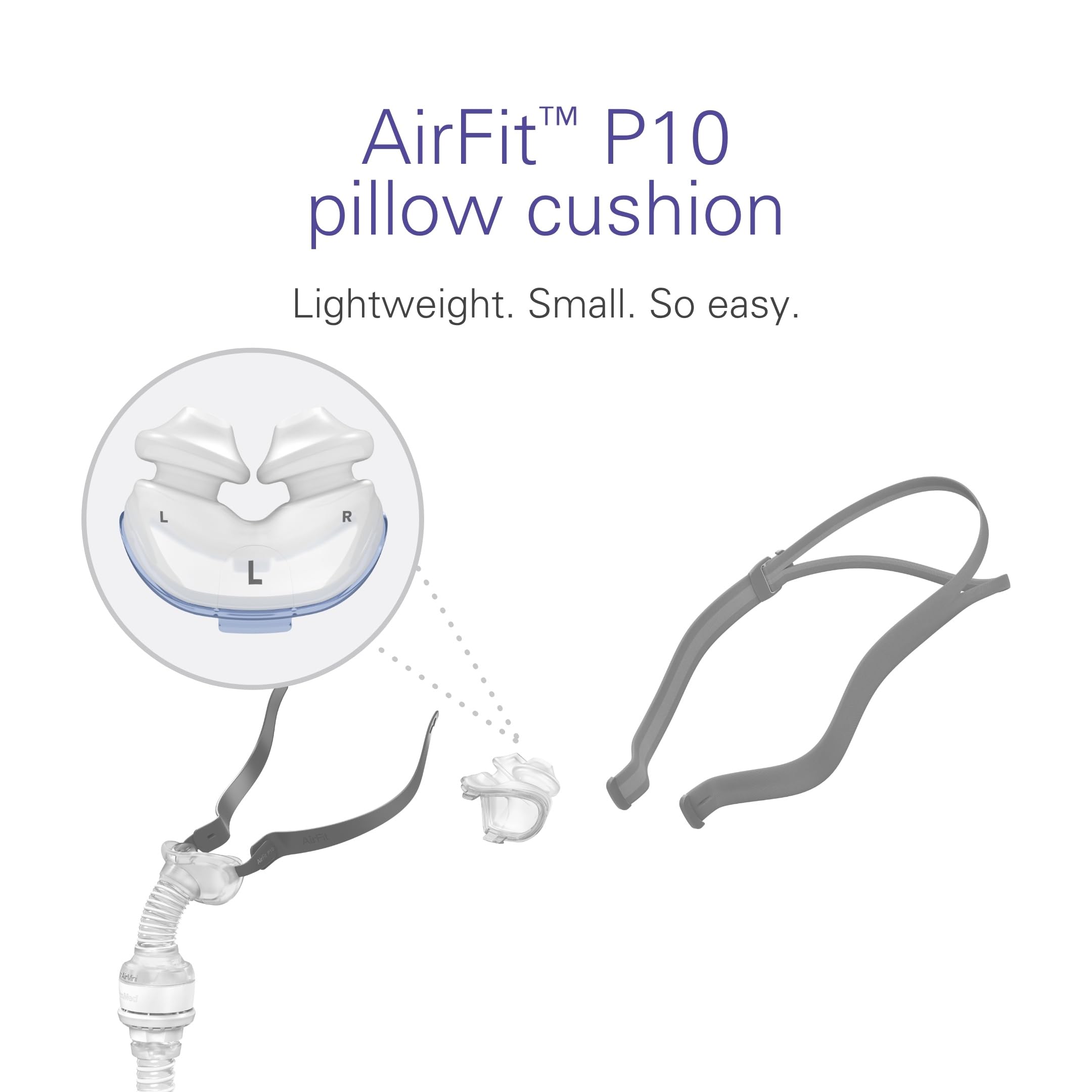 Foto 3 pulgar | Almohada Nasal Cpap Resmed Airfit P10, Tamaño Grande - Venta Internacional.