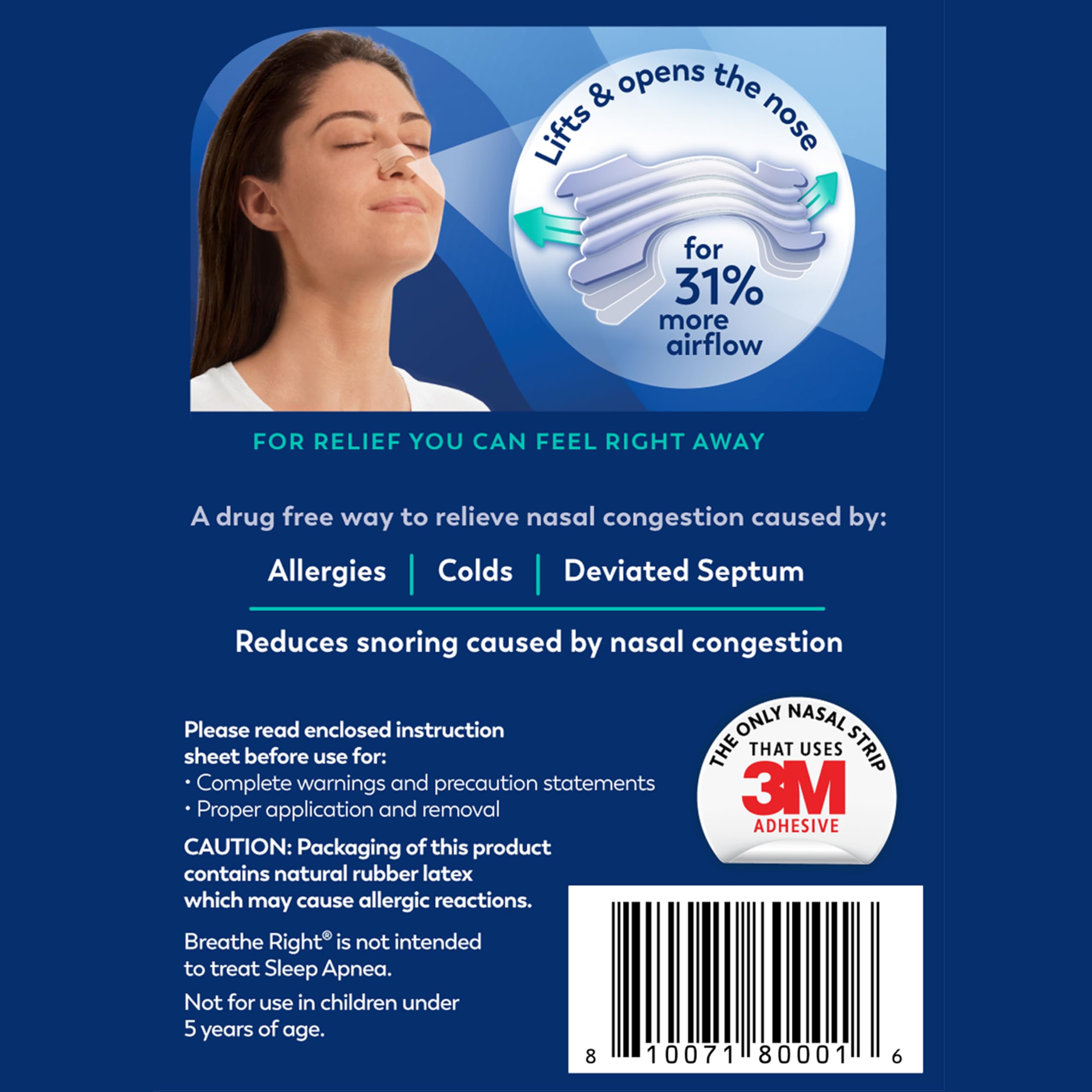 Foto 7 pulgar | Tiras Nasales Breathe Right Extra Strength, Transparentes, 26 Unidades - Venta Internacional.