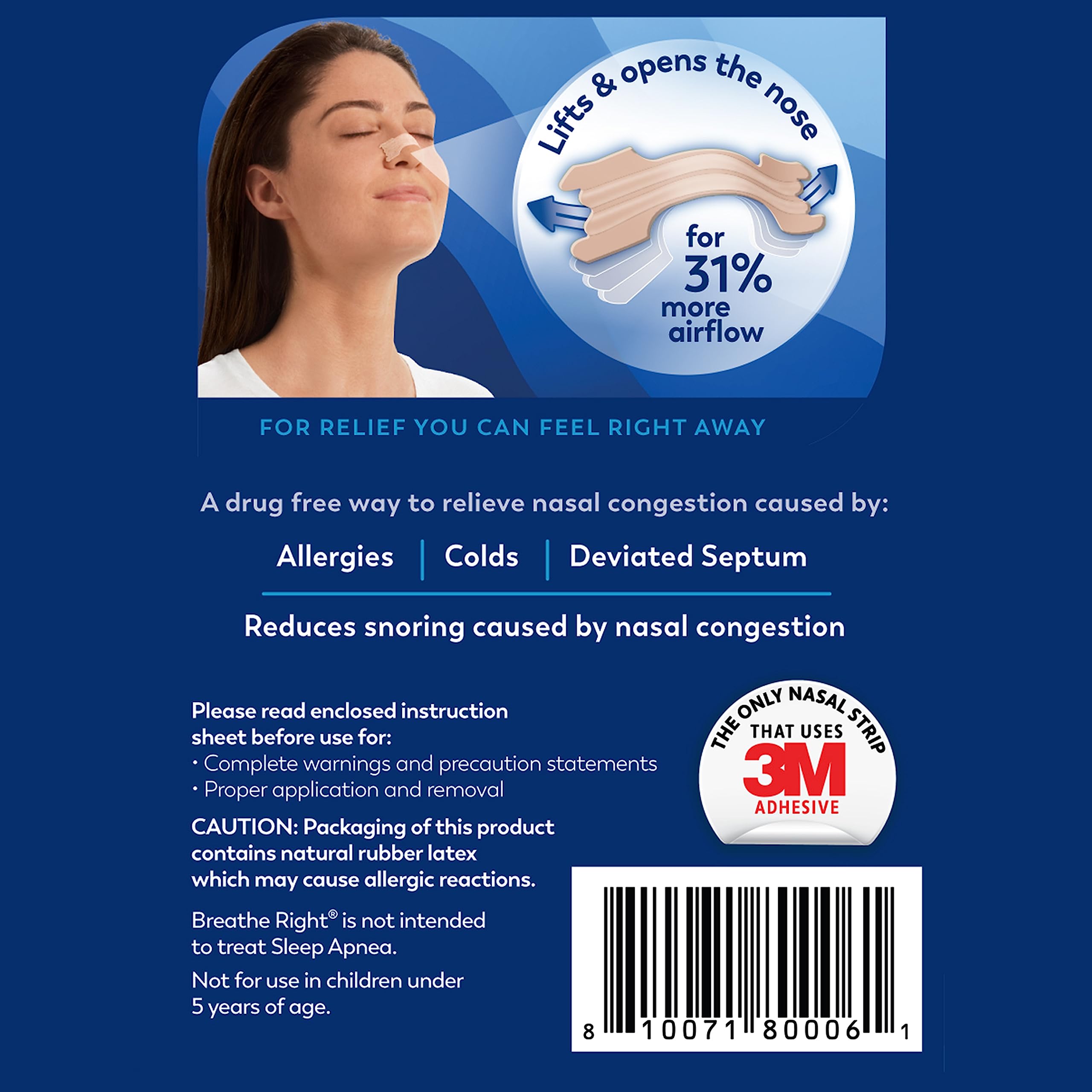 Foto 7 pulgar | Tiras Nasales Breathe Right Original Tan Sm/med, 30 Unidades - Venta Internacional.