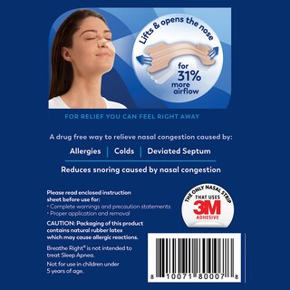 Foto 7 | Tiras Nasales Breathe Right Original Para Reducir Los Ronquidos, 30 Unidades - Venta Internacional.