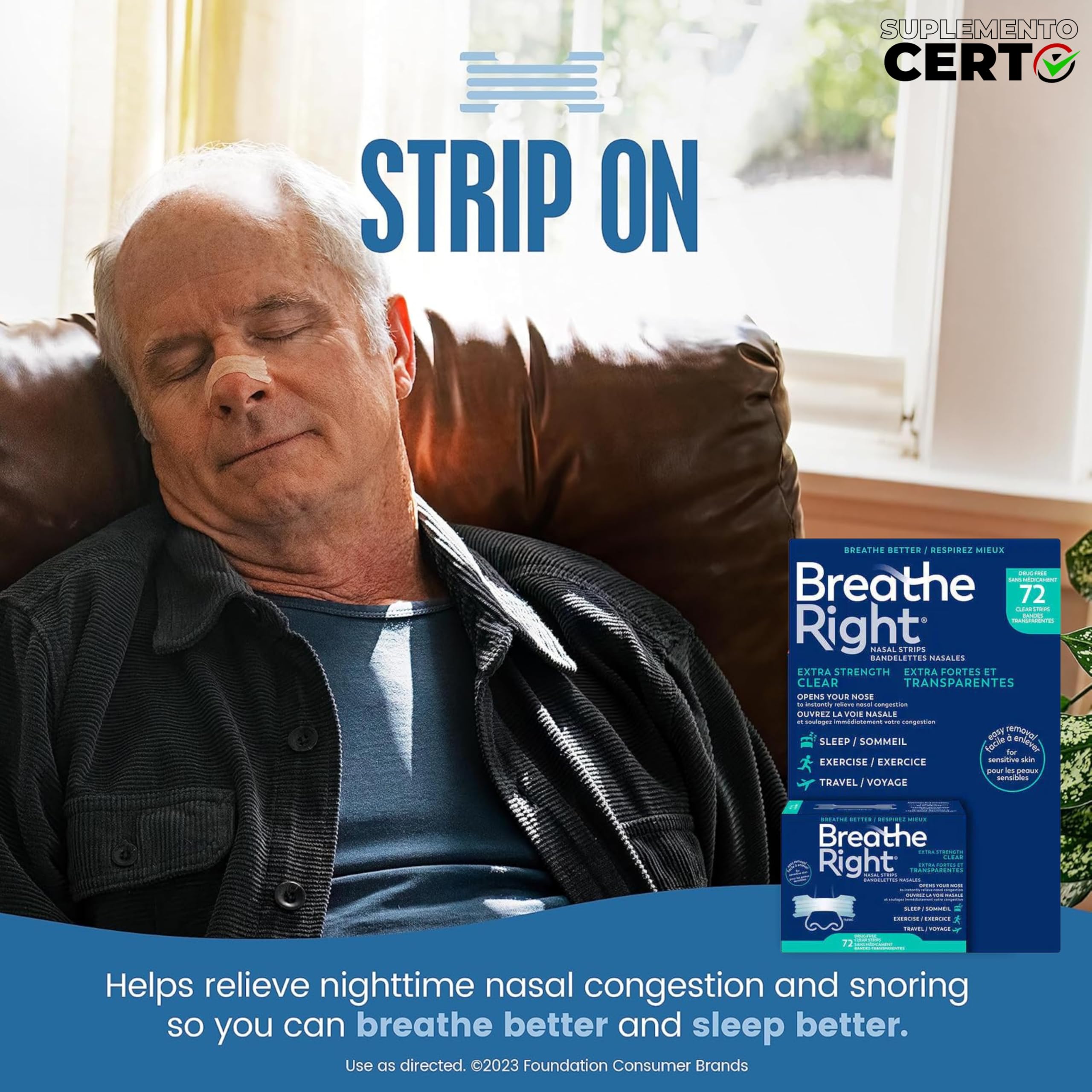 Foto 5 pulgar | Tiras Nasales Breathe Right Extra Clear Para Piel Sensible X72 - Venta Internacional.