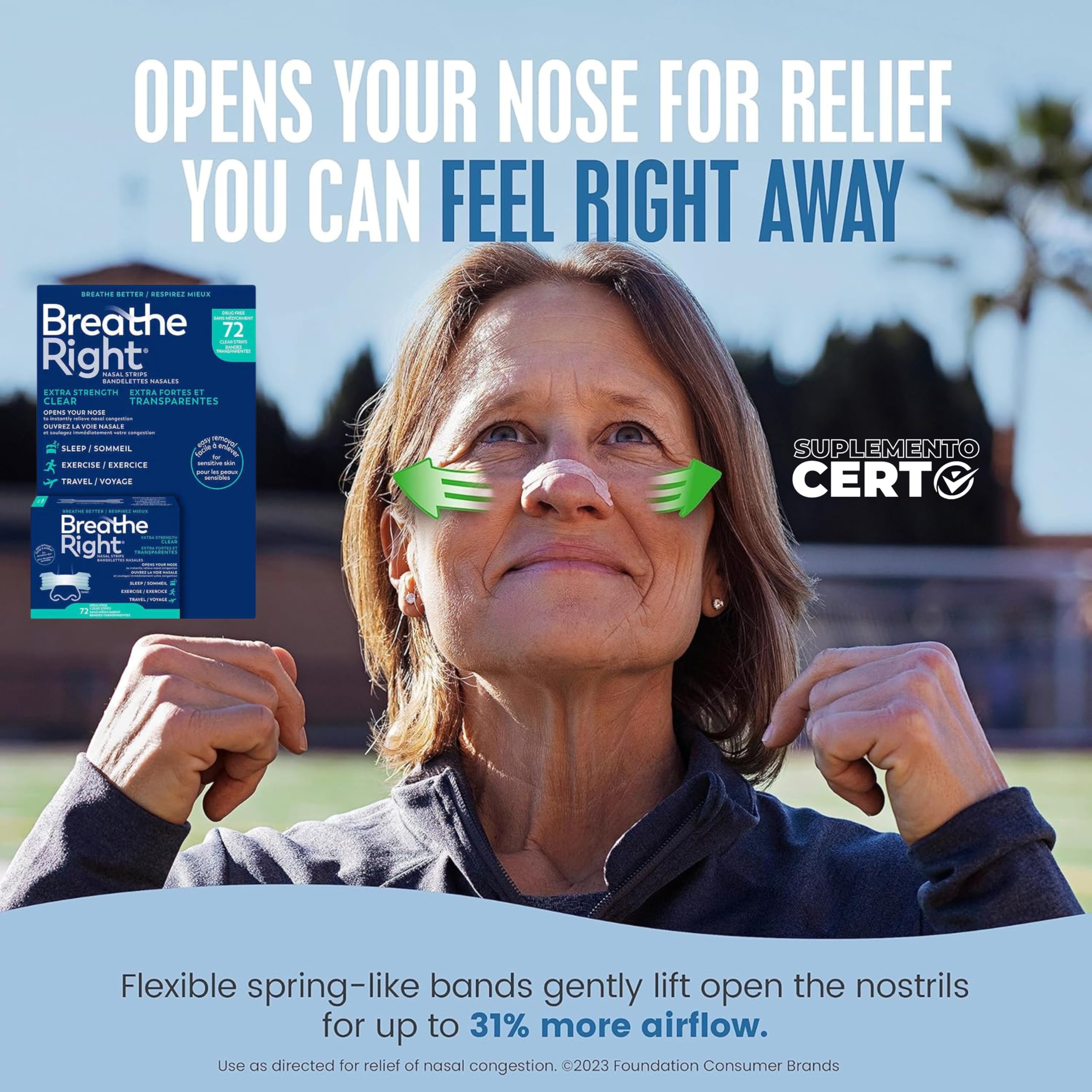 Foto 6 pulgar | Tiras Nasales Breathe Right Extra Clear Para Piel Sensible X72 - Venta Internacional.