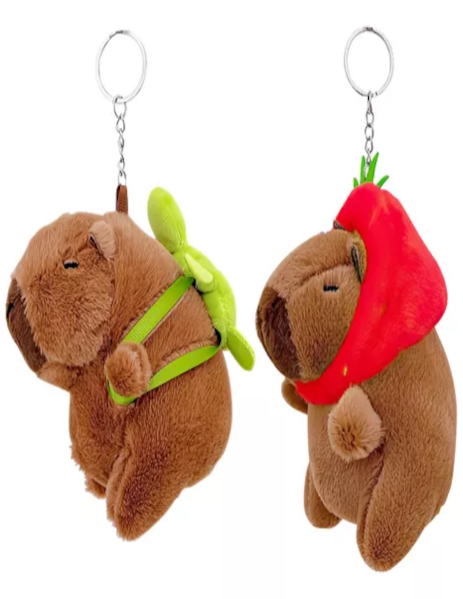 Foto 4 pulgar | Llaveros De Peluche Capibara 2pzas + Termo De Agua Güish