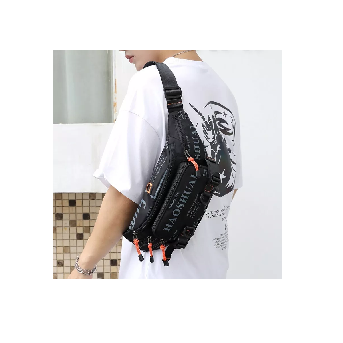 Foto 4 pulgar | Pechera Riñonera Impermeable Hombre De Nailon Gran Capacidad  Eo Safe Imports Esi-11067 Negro