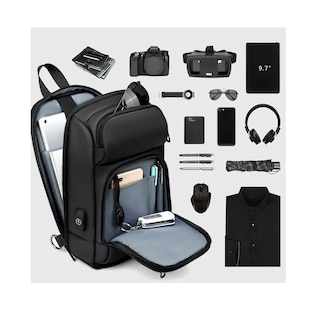 Foto 2 | Mochila Pechera Cruzada Bandolera Impermeable Antirrobo Usb, Negro