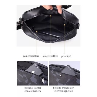 Foto 5 | Bandolera de Cuero para Hombre Bolso Crossbody Cuadros
