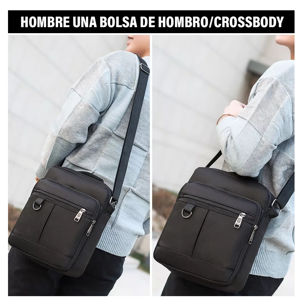 Foto 2 | Bolso Mensajero Negro Resistente y Versátil Unisex