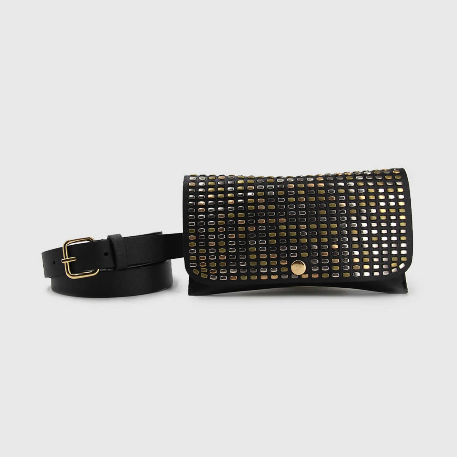 Foto 2 pulgar | Riñonera Banano Glam de Piel Vegana Negra con Tachuelas - Venta Internacional