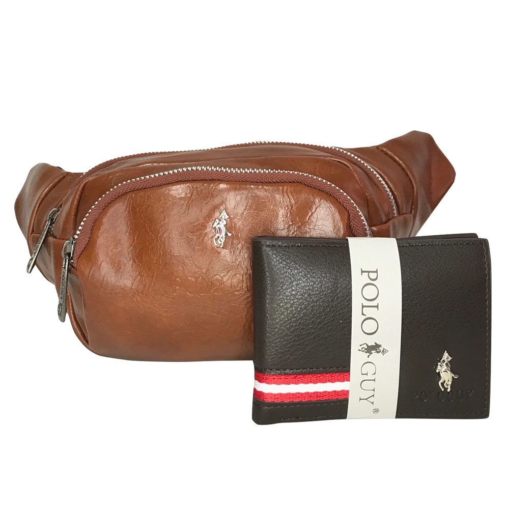 Foto 2 pulgar | Kit Cangurera Y Cartera Polo Guy Café