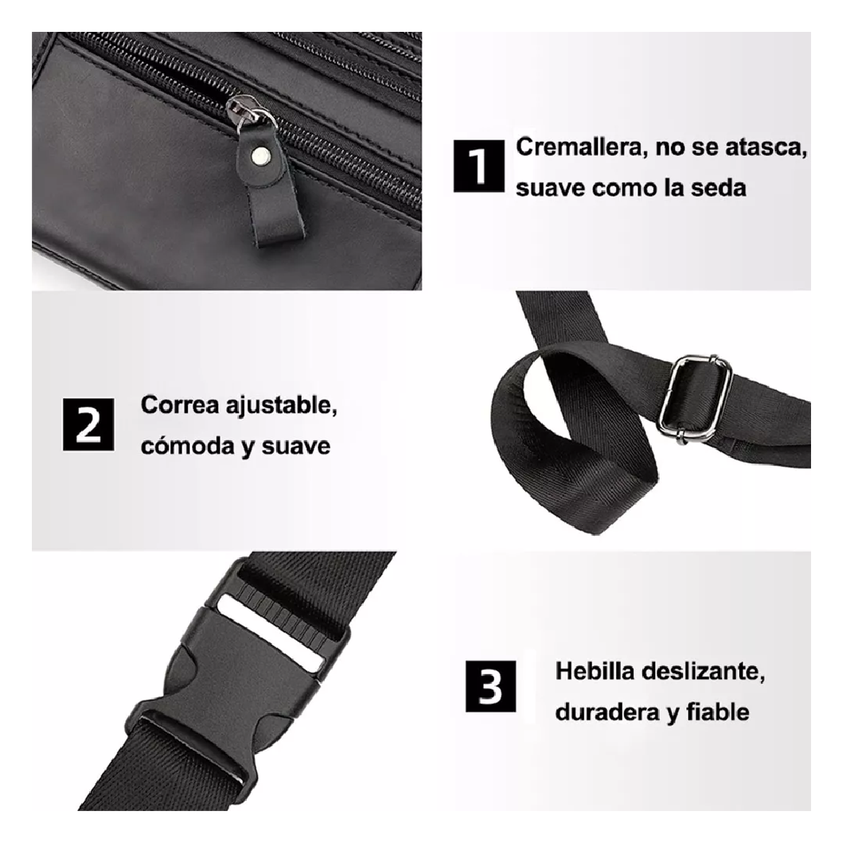 Foto 4 pulgar | Riñoneras de Piel Auténtico Negro para Hombre