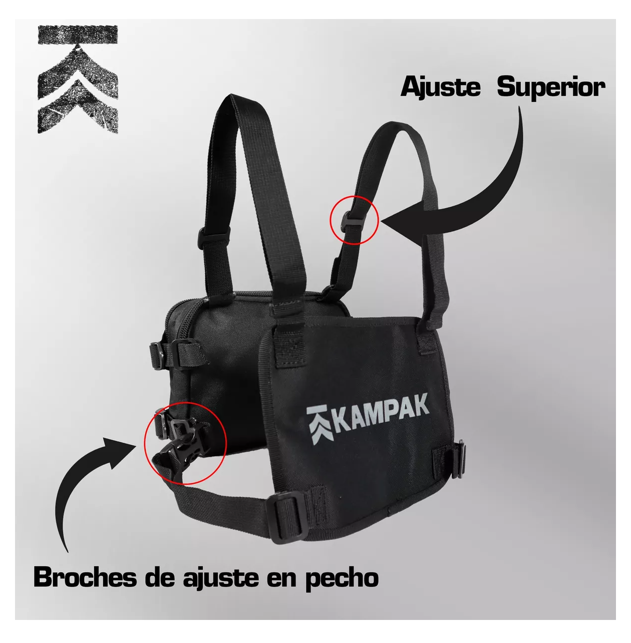 Foto 4 pulgar | Bolsa de Pecho Kampak Rbc02 Negra con Compartimentos Independientes y Parche Gratis