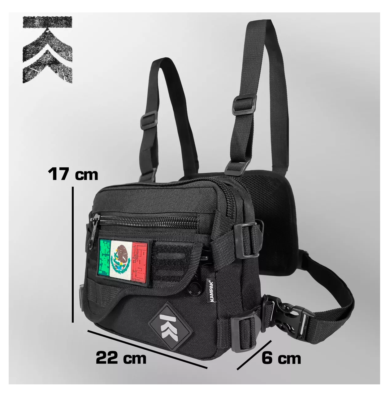 Foto 3 pulgar | Slim Chest Bag Kampak Rbc02 Con parche Gratis Multiusos Negro
