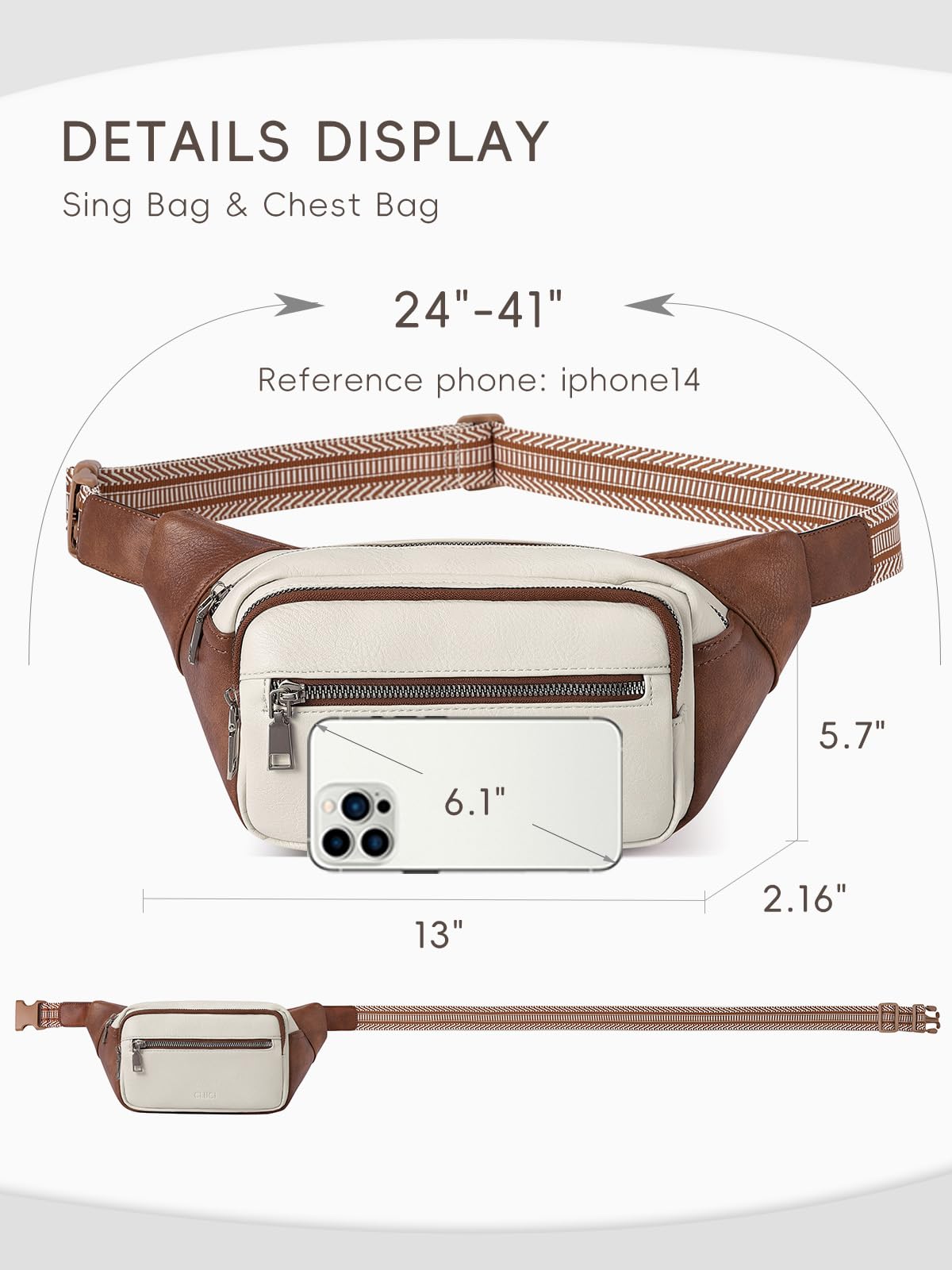 Foto 5 pulgar | Riñonera Cluci Leather Para Mujer, Bandolera, Viajes Y Gimnasio - Venta Internacional.